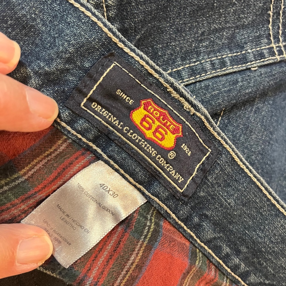 40 X 30 MEN JEANS-Route 66 vintage blue denim/ Red flannel lined 1017